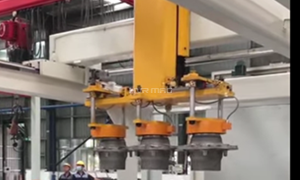 Cartesian Robot Depalletizing Steel Wheel Hubs with Customed Magnetic Gripper 