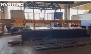 1 Ton Lifting Magnet Loading Thin Steel Sheet onto Cutting Table - HVR MAG