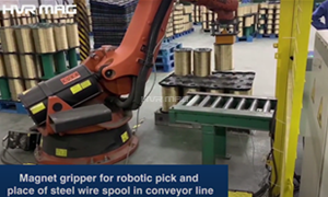 Magnet Gripper for Robotic Pick & Place of Steel Wire Spool in Conveyor Line