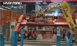 Robot Magnetic End Effector Manipulating Hollow Steel Tube In Automatic Welding Line